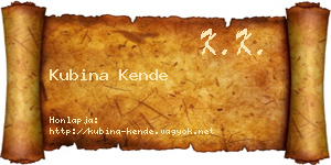 Kubina Kende névjegykártya